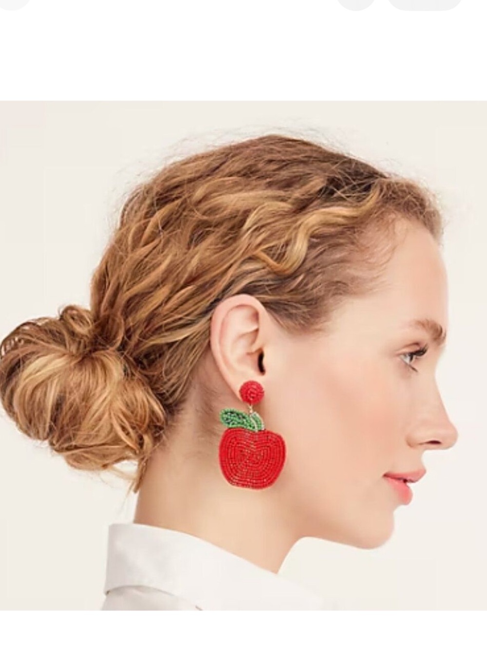 J. Crew Dangle Beaded Red Apple Earrings - New